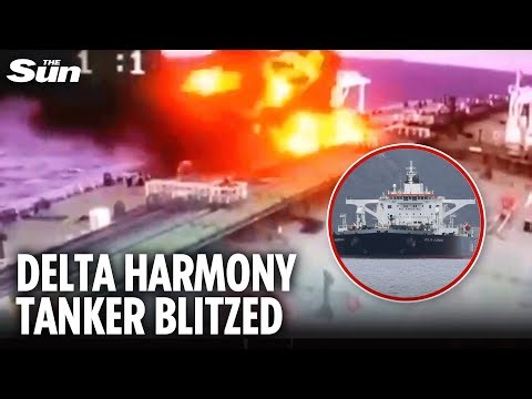 Moment Russia's dark fleet oil tanker BLOWN TO PIECES by Ukrainian attack in Black Sea