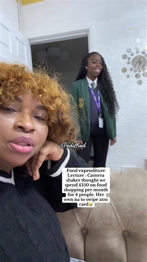 Food expenditure Lecture : Camera shaker thought we spend £150 on food shopping per month for 4 people. Her own na to swipe ATM card🤣 #Foodexpenditure #Family