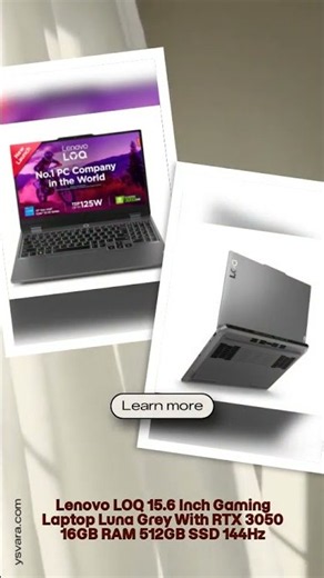 Lenovo LOQ 15.6 Inch Gaming Laptop Luna Grey With RTX 3050 16GB RAM 512GB SSD 144Hz