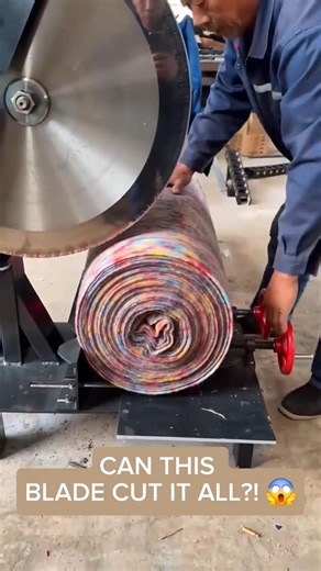 GIANT BLADE slices through a massive fabric roll! 😱✂️ #tech #engineering #industrial #manufacturing