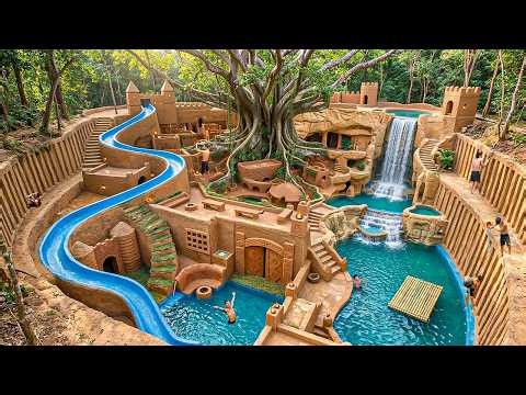 200 Days Building Underground Living Space for 500 People & Multi-Level Pools Using Primitive Tools