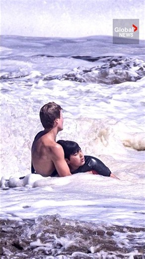 Incredible moment teenage lifeguard saves 10-year-old boy from drowning