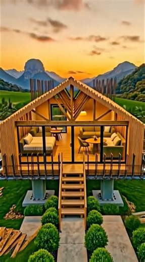 Building a Modern Wooden House From Scratch in the Mountains #construction #timelapse
