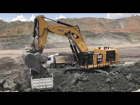 Caterpillar 6015B Excavator Loading Overburden On 4 Axle Mercedes & MAN Trucks - Sotiriadis Mining