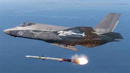 F-35 stealth fighter jet launches concealed missile from advanced weapon bays