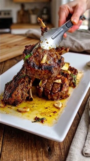 🍖🧄 Garlic Rosemary Butter Lamb Chops | Juicy Pan-Seared Lamb with Herb Butter Sauce