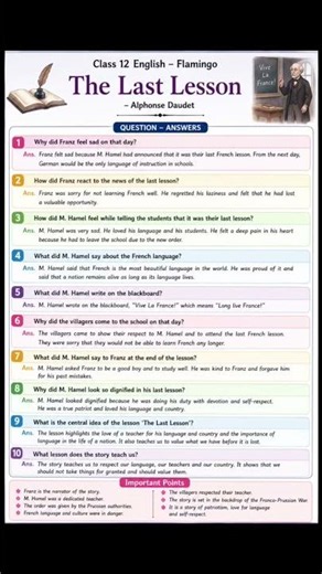 The Last Lesson | Class 12 English Flamingo | Important Question Answers | Board Exam 2026