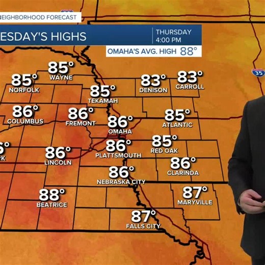 Thunderstorms around Omaha Wednesday night, a few could be strong