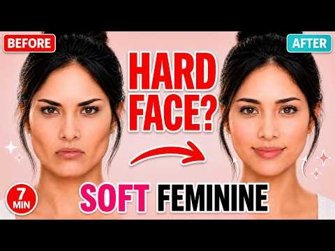 Hard Face, Sharp Eyes & Tight Jaw 7 Min Soft Feminine Face Yoga