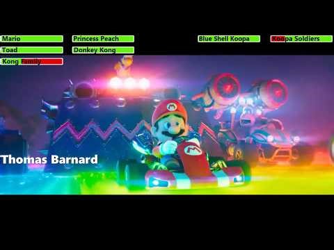 The Super Mario Bros. Movie (2023) Rainbow Road Ambush with healthbars