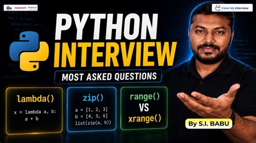 Top Python Interview Questions: Lambda, Zip, and Range vs Xrange | KSR Datavizon
