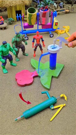 Mini diy tractor video mini water hand pump and mini concrete mixer red green concrete #waterpump