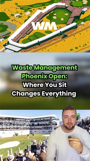 If you’re going to the Waste Management Phoenix Open, where you sit will completely change your experience. The tournament runs February 2–8, 2026 at TPC Scottsdale. Here’s the breakdown so you know exactly what you’re buying: • General Admission – walk the course, stand around most holes. Cheapest option, high energy, no reserved seating. • Hole 16 Coliseum – stadium seating, DJs, nonstop noise, and the wildest crowd on the course. • Bay Club 17 – open bar, food included, shaded seating, privat