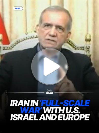 Iran's president says his country is in a 'full-scale war' with the US, Israel and Europe as the hostile nation looks to rebuild its nuclear capabilities. President Masoud Pezeshkian issued the chilling proclamation in an interview with the state-controlled media on Saturday, saying that he believes Iran is already at war with the West. Read more at Daily Mail #news #iran #president