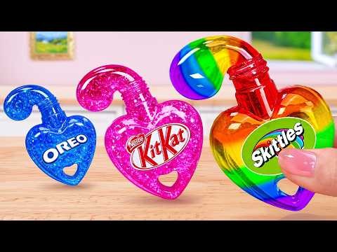 💖Yummy Rainbow Honey Jelly In Heart Bottles🍯How To Make Miniature Honey Jelly | Sweet Baking ASMR