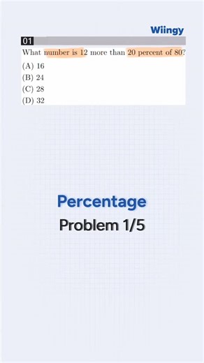 Wiingy High School to College on Instagram: "🎯 Can you solve this SAT Math percentage trick in under 10 seconds? Percentages are a staple of the SAT Math section, and this walkthrough shows you exactly how to translate word problems into equations. In this video, we break down how to calculate "more than" values—a crucial skill for college prep and boosting your math score. 💾 Save this to your study folder for a quick mental math refresher! 💬 Comment below: What was your final answer? (A, B,