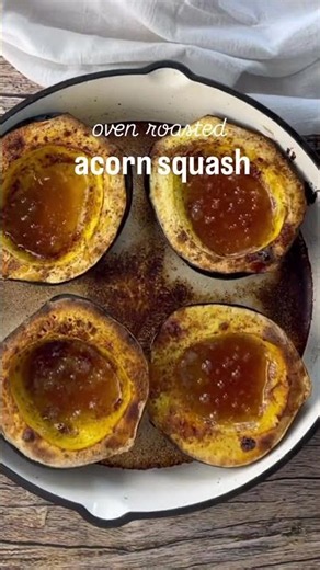 Easy oven baked acorn squash!! Sweet and salty! #castiron #recipe