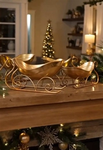 Now these are absolutely gorgeous! If you love elegant, traditional Christmas decorations, take a look at this set of two golden sleighs from Dennis Basso! They’re made of metal and would look beautiful on a mantel, entryway table, or as part of a Christmas centerpiece. You could even fill them with greenery and ornaments for an extra festive touch! Tap the orange shopping cart below to grab your set! #ChristmasDecor #HolidayDecor #DennisBasso #TikTokShop