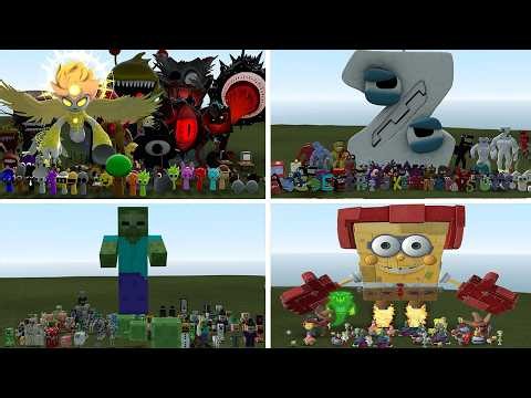 ALL MINECRAFT MOBS VS ALL SPRUNKI PHASES VS ALL CURSED SPONGEBOB VS ALL ALPHABET LORE In Garry's Mod