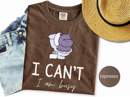 Minimalist Hippo Shirt "i Can't. I Am Busy." | Hippo Lover Gift | Funny Animal T-shirt | Comfort Colors Tee - Etsy