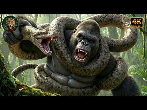 Gorilla vs Python – Ultimate Clash of Kings in the Misty Congo | Amazon Wildlife