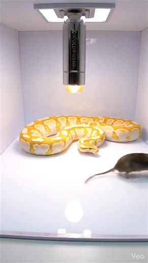 Golden albino Burmese python delivers explosive precision strike in clean Miami reptile studio setup. Warning: [Warning: Live Feeding Video] This content shows animals feeding naturally as part of nature. No harm, no encouragement of violence. Educational wildlife content. #burmesepython #albinopython #pythonstrike #snakefeedingusa #reptilepredator #livefeedingreel #herpetologyvideo | Frog Feeding