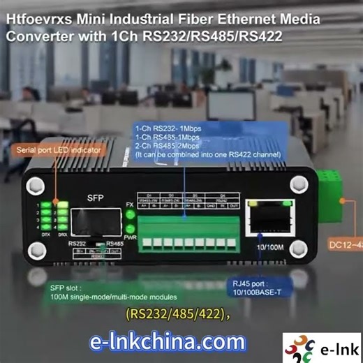 Industrial Fiber Serial Converter: 10/100M to SFP, RS232/485/422 Triple-in-One#electrical #poe