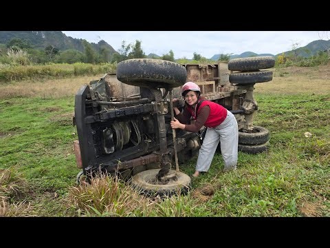 Girl rescues, repairs and restores overturned farm cars.