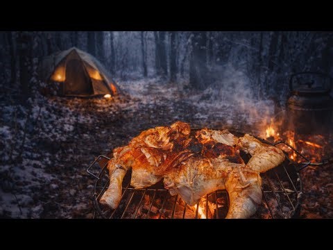 🔥🍗 Whole Chicken BBQ on Open Fire | Forest Camp Cooking ASMR 🌲