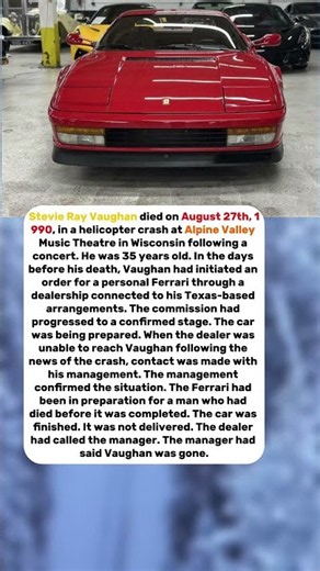 The Ferrari Stevie Ray Vaughan Ordered Days Before He Died — The Dealer Called His Manager After