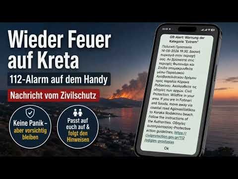Kreta 🇬🇷 Wieder Feuer im Süden – 112-Warnung bei Plakias | Aktuelles Update
