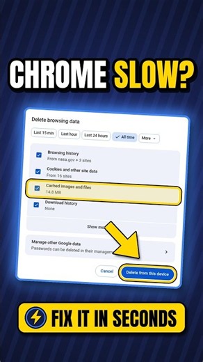 How to Clear Cache in Google Chrome ⚡ Fix Slow Chrome in Seconds #shorts