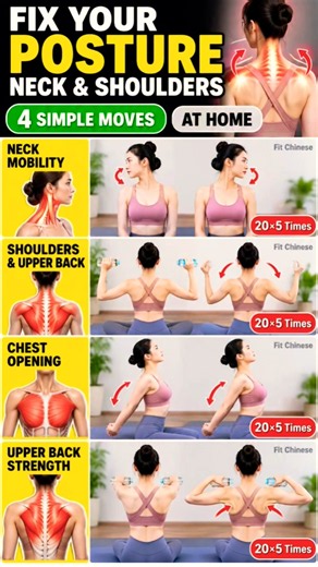 4 Simple Exercises for Better Posture, Neck & Shoulder Mobility 💪 #Shorts