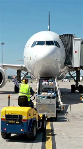 This how they load baggies in the airplane ✈️ #aviation