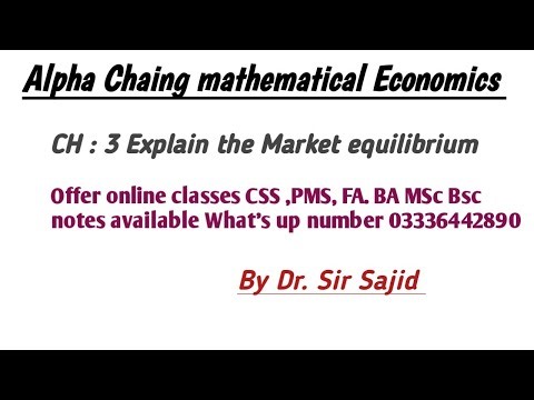 Alpha Chaing mathematical Economics Ch 3. Explain the market Equilibrium. By Dr. Sir sajid