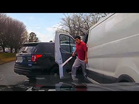 Machete-Wielding Man Tries Stealing Police Car