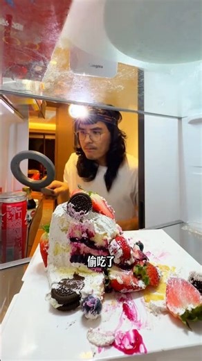 this girl stole the boy's cake and ate it and hid in a secret room.