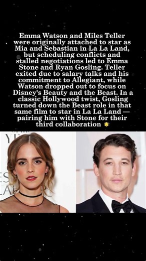 'La La Land' Casting Swap — Watson & Teller Exited Before Stone & Gosling 🎬🎹#LaLaLand #EmmaWatson