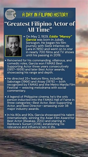 May 2, 1929 - “Greatest Filipino Actor of All Time”