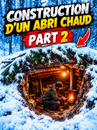 Building a warm hidden shelter in the snowy wilderness ❄️🔥 Part 2 — the cozy survival hideout is coming together! #Survival #Bushcraft #Wilderness #SurvivalSkills #OutdoorLife