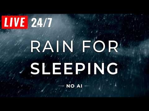 🔴 Rain Sounds for Sleeping - BLACK SCREEN - Sleep FAST with Heavy Rain (NO AI)