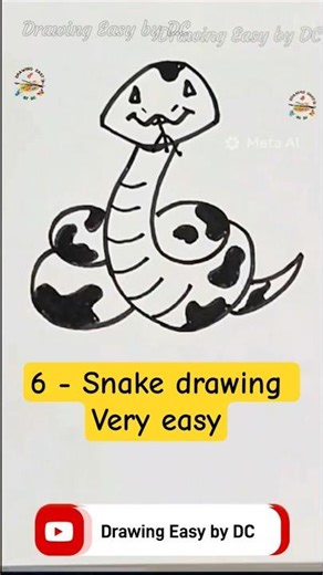 Easy Snake Drawing | Python Snake Drawing | 6 Se Snake Drawing | Easy trick drawing #shorts