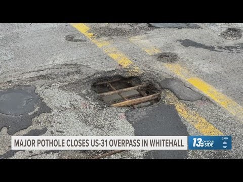 Major pothole closes US-31 overpass in Whitehall