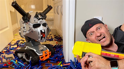 Epic Nerf robot showdown: Dad & son battle for survival! (Part 1)