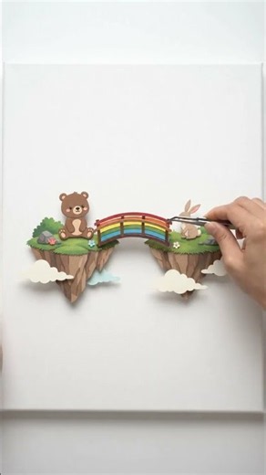 The Tiny Bear Building a Rainbow Bridge