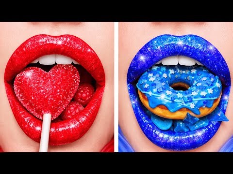 🔴RED vs BLUE FOOD CHALLENGE 🔵 One Color Only! Crazy Choices by 123 GO!