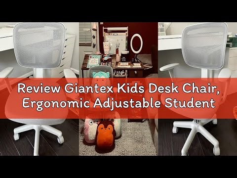 Review Giantex Kids Desk Chair, Ergonomic Adjustable Student Rolling Chair with Footrest & Flip-up A