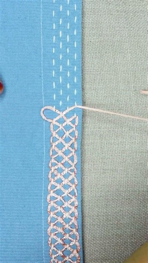 Simple border hand embroidery tutorial #embroidery #loopstitch
