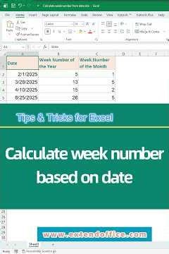 Calculate week number from date in Excel