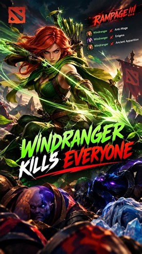 WINDRANGER KILLS EVERYONE! 🔥 INSANE RAMPAGE in Dota 2 #shorts